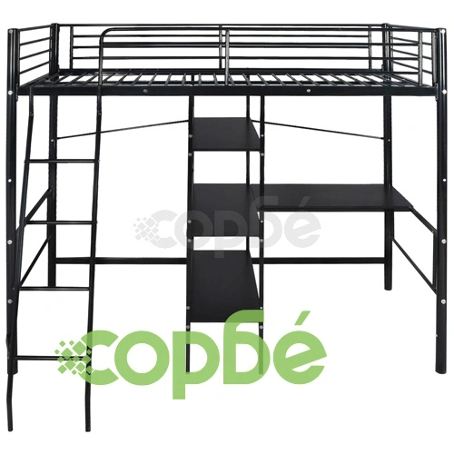 Високо легло с бюро, черно, метал, 90x200 см ➤ топ цена ➤ sorbe.bg