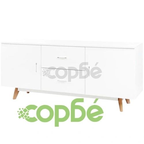 Страничен шкаф с гланцирано покритие, 160x40x70 см, MDF, бял  ➤ топ цена ➤ sorbe.bg