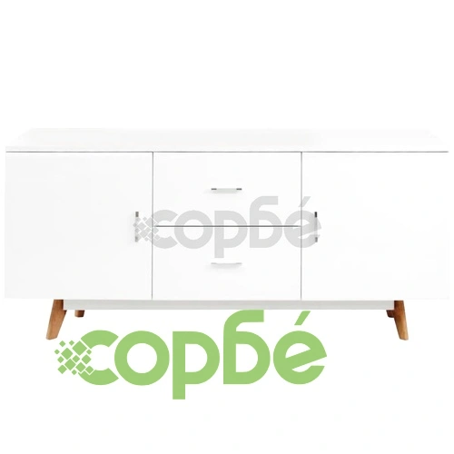 Страничен шкаф с гланцирано покритие, 160x40x70 см, MDF, бял  ➤ топ цена ➤ sorbe.bg