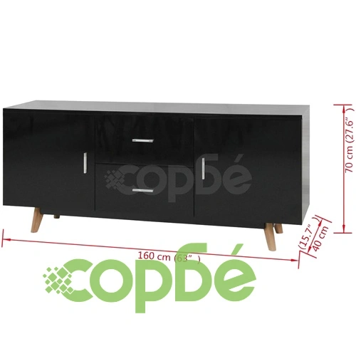 Страничен шкаф с гланцирано покритие, 160x40x70 см, MDF, черен  ➤ топ цена ➤ sorbe.bg