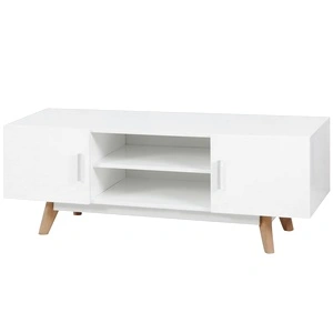 ТВ шкаф с гланцово покритие, бял, 120х40х46 см, MDF