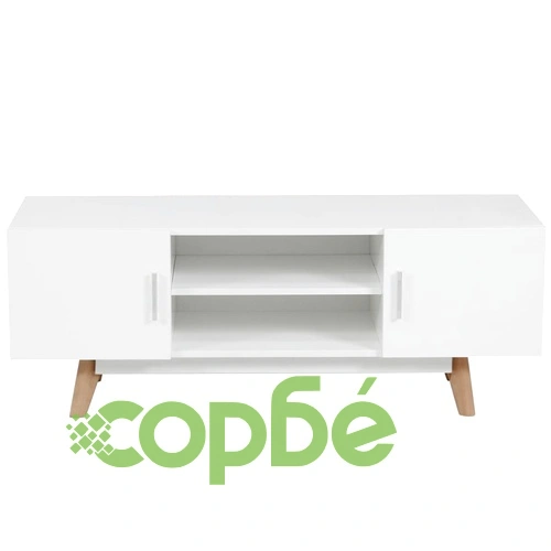 ТВ шкаф с гланцово покритие, бял, 120х40х46 см, MDF ➤ топ цена ➤ sorbe.bg
