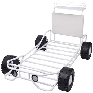 Детско ''офф-роуд'' легло, стоманено, 190x90 см, бяло