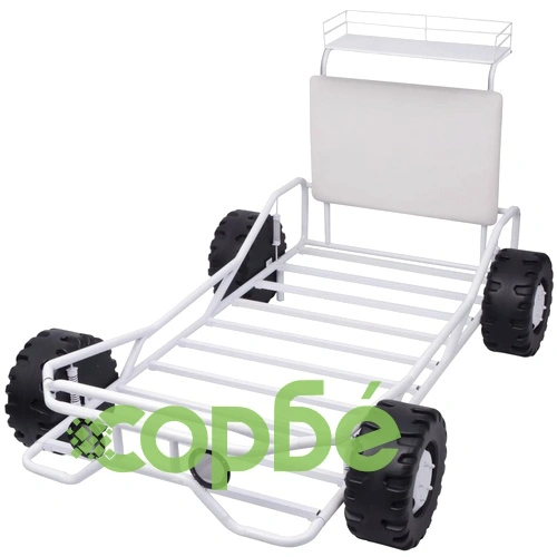 Детско ''офф-роуд'' легло, стоманено, 190x90 см, бяло ➤ топ цена ➤ sorbe.bg
