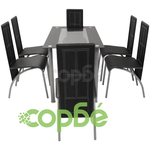 Трапезен комплект, 7 части, черен ➤ топ цена ➤ sorbe.bg