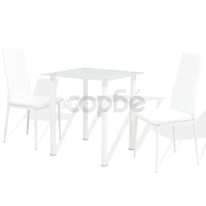 Трапазен комплект от 3 части, маса и два стола, бял