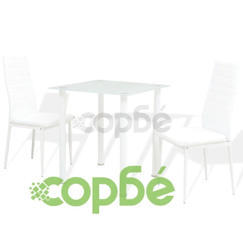 Трапазен комплект от 3 части, маса и два стола, бял ➤ топ цена ➤ sorbe.bg