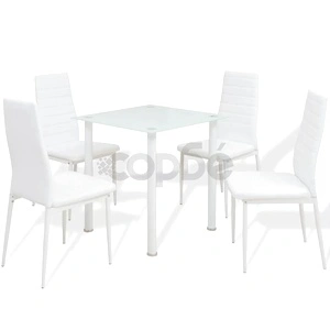Трапезен комплект от 5 части, маса и 4 стола, бял