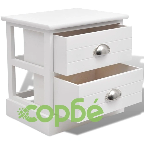 Френски нощни шкафчета, 2 бр, бели ➤ топ цена ➤ sorbe.bg