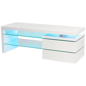 242293  Телевизионен шкаф с LED, 120х42х43 см, силно гланцирано бял
