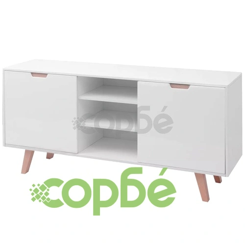Страничен шкаф с гланцирано покритие, MDF, 150x40x73 см, бял ➤ топ цена ➤ sorbe.bg