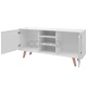 Страничен шкаф с гланцирано покритие, MDF, 150x40x73 см, бял