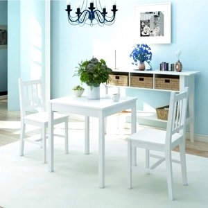 Комплект за трапезария, 3 части, бор, бял