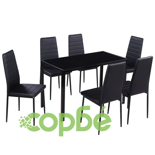 Трапезен комплект, 7 части, черен ➤ топ цена ➤ sorbe.bg