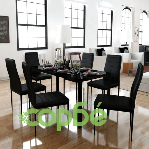 Трапезен комплект, 7 части, черен ➤ топ цена ➤ sorbe.bg
