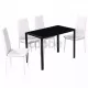 Трапезен комплект, 5 части, маса и 4 стола, черно и бяло