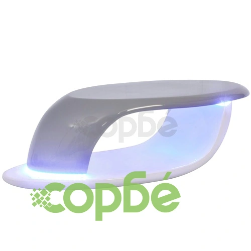 Маса за кафе от фибростъкло, LED, силен гланц, бяло и сиво ➤ топ цена ➤ sorbe.bg