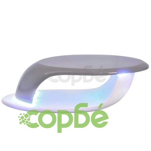 Маса за кафе от фибростъкло, LED, силен гланц, бяло и сиво ➤ топ цена ➤ sorbe.bg