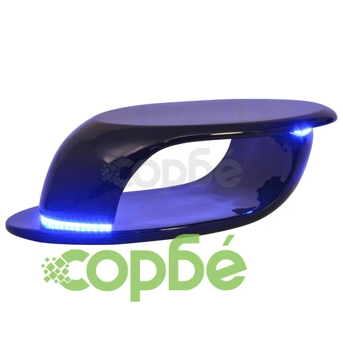 Маса за кафе от фибростъкло, LED, силен гланц, черна ➤ топ цена ➤ sorbe.bg