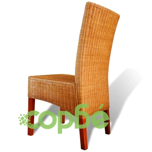 Трапезни столове, 2 бр, кафяви, естествен ратан ➤ топ цена ➤ sorbe.bg