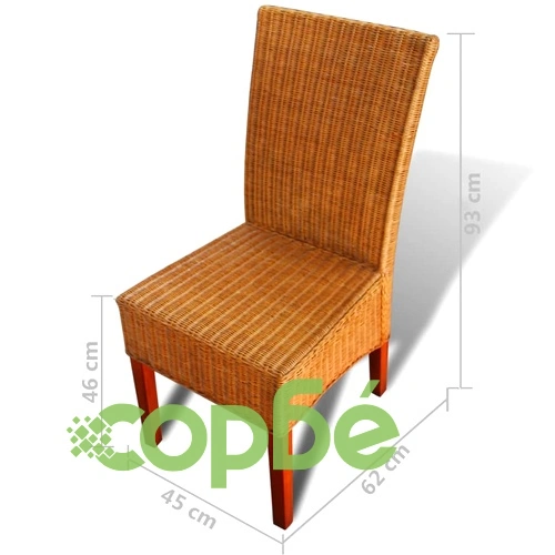 Трапезни столове, 2 бр, кафяви, естествен ратан ➤ топ цена ➤ sorbe.bg