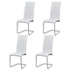 Конзолни трапезни столове, 4 бр, бели, изкуствена кожа