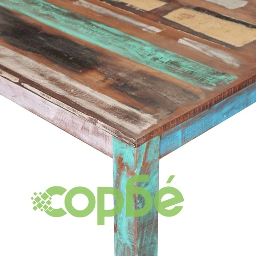 Трапезна маса, регенерирано дърво масив, 80x82x76 cм ➤ топ цена ➤ sorbe.bg