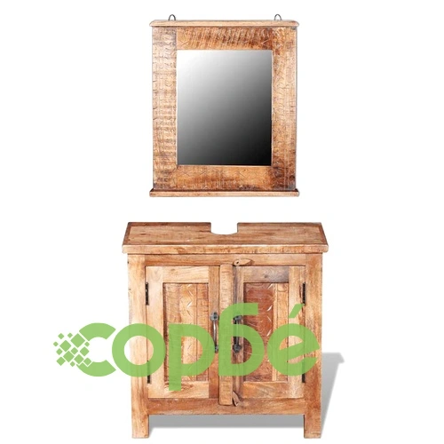243462  Шкаф за баня с огледало, солидно мангово дърво ➤ топ цена ➤ sorbe.bg