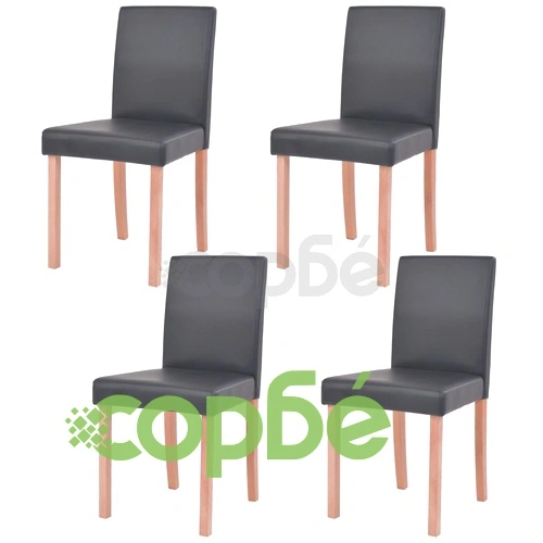 Трапезна маса и столове, 5 части, изкуствена кожа, дъб, черно ➤ топ цена ➤ sorbe.bg