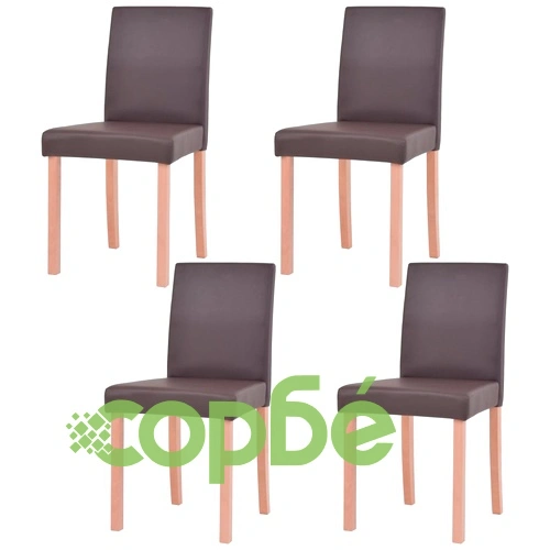 Трапезна маса и столове, 5 части, изкуствена кожа, дъб, кафяво ➤ топ цена ➤ sorbe.bg