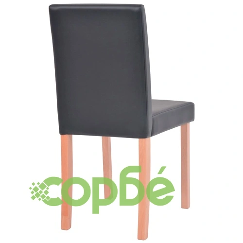 Трапезна маса и столове, 7 части, изкуствена кожа, дъб, черно ➤ топ цена ➤ sorbe.bg