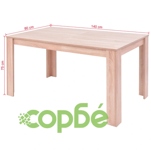 Трапезна маса и столове, 7 части, изкуствена кожа, дъб, кремаво ➤ топ цена ➤ sorbe.bg