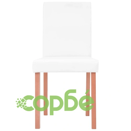 Трапезна маса и столове, 7 части, изкуствена кожа, дъб, кремаво ➤ топ цена ➤ sorbe.bg