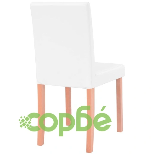 Трапезна маса и столове, 7 части, изкуствена кожа, дъб, кремаво ➤ топ цена ➤ sorbe.bg