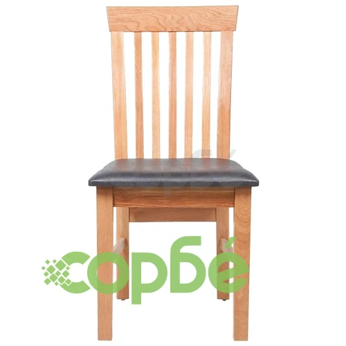 Трапезни столове, 2 бр, дъбов масив и изкуствена кожа ➤ топ цена ➤ sorbe.bg