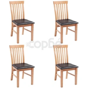 Трапезни столове, 4 бр, дъбов масив и изкуствена кожа