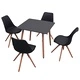 Трапезен комплект, 5 части, маса и 4 стола, черен