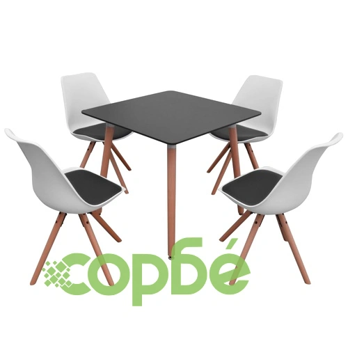 Трапезен комплект от 5 части, маса и 4 стола, бял ➤ топ цена ➤ sorbe.bg