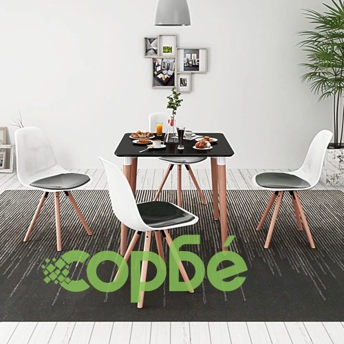 Трапезен комплект от 5 части, маса и 4 стола, бял ➤ топ цена ➤ sorbe.bg