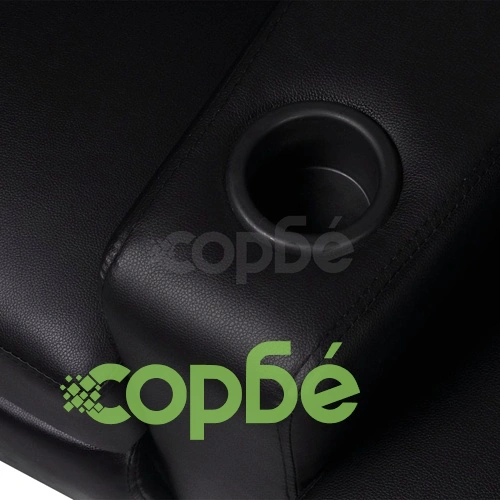LED диван реклайнер, 2-местен, изкуствена кожа, черен ➤ топ цена ➤ sorbe.bg