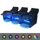 LED диван реклайнер, 3-местен, изкуствена кожа, черен
