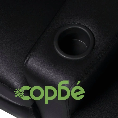 LED Диван реклайнер, 2-местен, изкуствена кожа, черен ➤ топ цена ➤ sorbe.bg