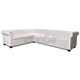 Ъглов диван Честърфийлд, 6-местен, изкуствена кожа, бял 