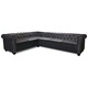 Ъглов диван Честърфийлд, 6-местен, изкуствена кожа, черен   