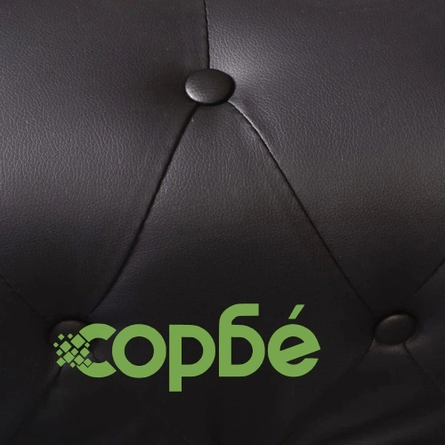 Ъглов диван Честърфийлд, 6-местен, изкуствена кожа, черен    ➤ топ цена ➤ sorbe.bg