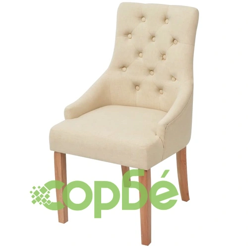 Трапезни столове, 2 бр, кремави, текстил ➤ топ цена ➤ sorbe.bg