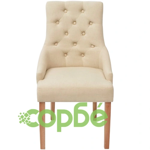 Трапезни столове, 2 бр, кремави, текстил ➤ топ цена ➤ sorbe.bg