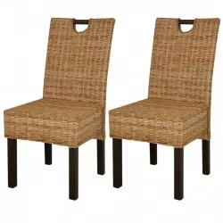 Трапезни столове, 2 броя, кубу ратан, мангова дървесина