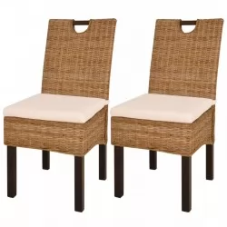 Трапезни столове, 2 броя, кубу ратан, мангова дървесина