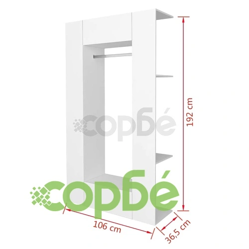 Гардероб от ПДЧ, 106x36,5x192 cм, бял ➤ топ цена ➤ sorbe.bg